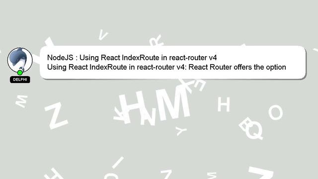 NodeJS : Using React IndexRoute in react-router v4 смотреть онлайн