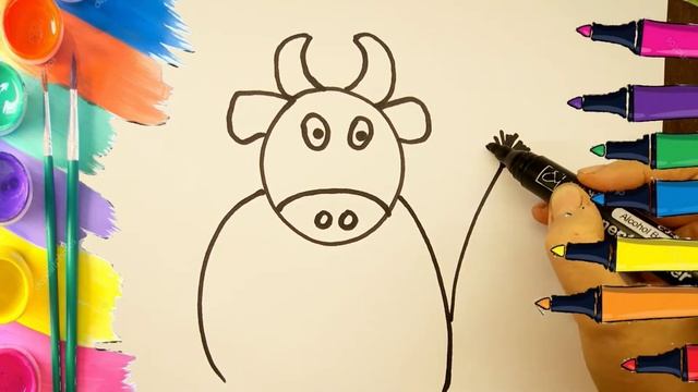 How to Draw a Cow. Easy drawing for kids / Как нарисовать корову / Bolalar uchun sigir chizish смотреть онлайн