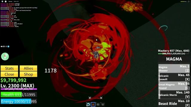 Blox Fruits - Magma Hunting『Magma + Sharkman Karate Oneshot Combo』