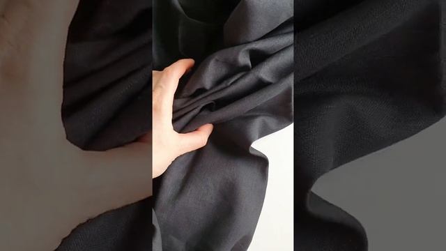 Чёрный костюмный лён с хлопком // купить натуральную ткань онлайн // чёрная ткань смотреть онлайн