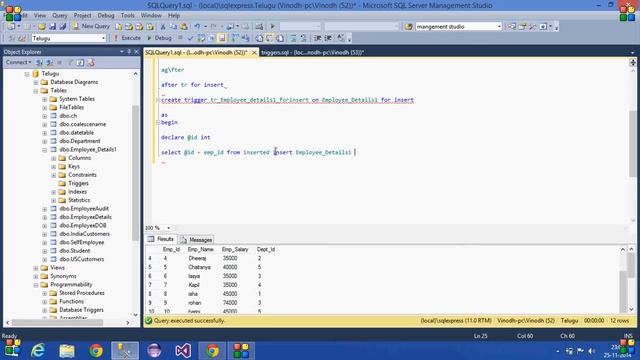 26.SQL Server Tutorial-Hindi(DML After trigger for Insert) смотреть онлайн
