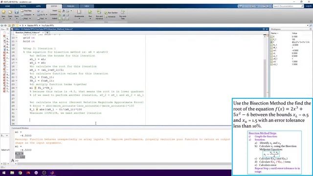 Bisection Method Coding in MATLAB смотреть онлайн
