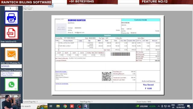 CGST SGST IGST AUTO SWITCH OPTION RAINTECH POS BILLING SOFTWARE 2023 смотреть онлайн