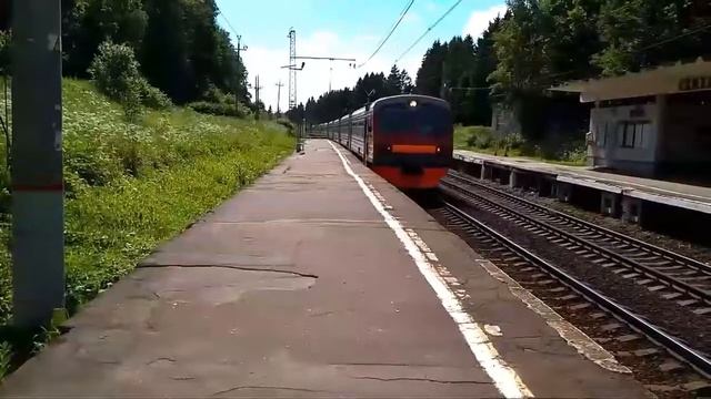 "Бывший синий"! Электропоезд ЭД4М-0253. Платформа Семхоз. смотреть онлайн