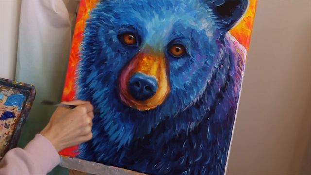 Painting a Colourful Bear / Animal Acrylic Painting Tutorial смотреть онлайн