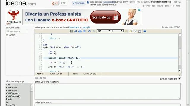 Ideone.com: esempio di utilizzo (senza audio) смотреть онлайн