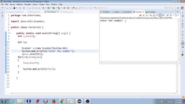 Java Program to Find Factorial of a Number смотреть онлайн