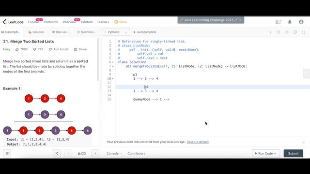 LeetCode - Merge Two Sorted Lists (Python Solution in 4 min) смотреть онлайн