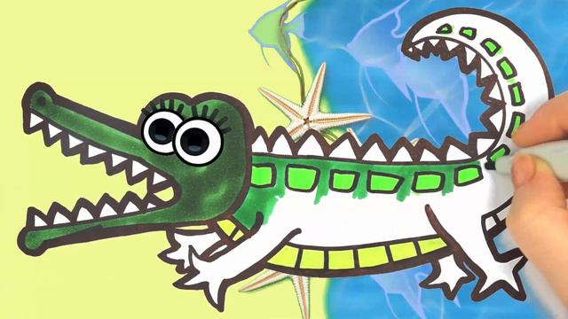 Drawing crocodile for children|Bolalar uchun timsoh chizish|Рисование крокодил для детей смотреть онлайн
