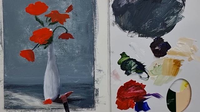 Как нарисовать маки гуашью. Демо смотреть онлайн