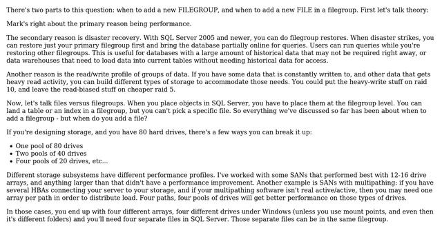 In SQL Server, when should you split your PRIMARY Data FileGroup into secondary data files? смотреть онлайн