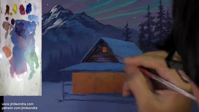 Acrylic Landscape Painting TUTORIAL / Winter Night / JMLisondra