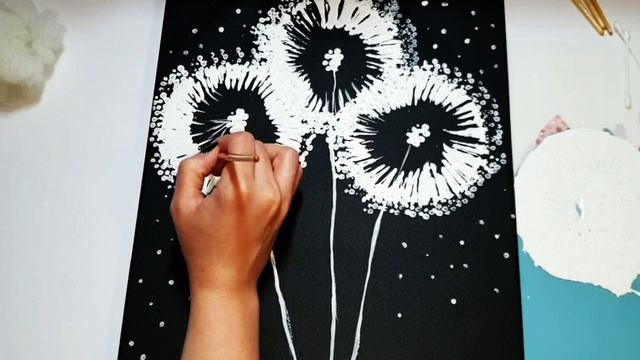 Рулоны туалетной бумаги Одуванчик Ватные тампоны Техника рисования смотреть онлайн