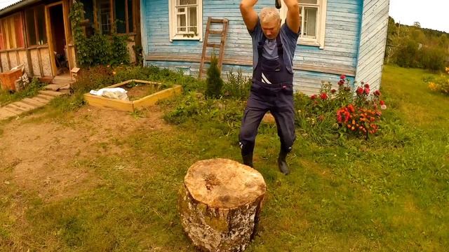 Огромный пень расколоть руками пополам смотреть онлайн