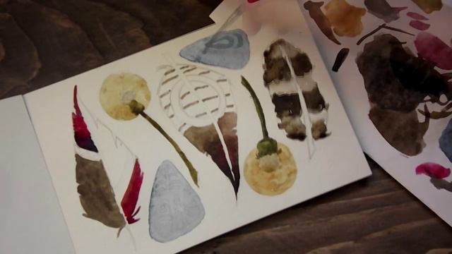 Разворот в скетчбуке "Перья акварелью"| Что нарисовать?[2] смотреть онлайн