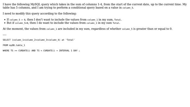 Databases: How to include values in a MySQL sum based on a conditional statement? смотреть онлайн
