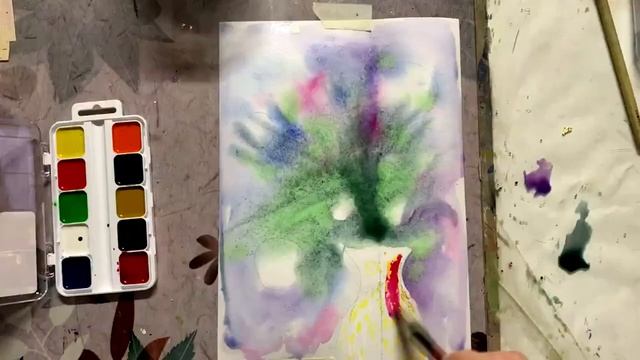 Пошаговый Мастер Класс "Цветочная композиция" с объёмными цветами в смешанной технике. смотреть онлайн