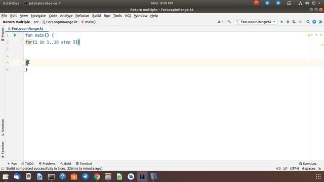 Kotlin for loop Iterate through range смотреть онлайн