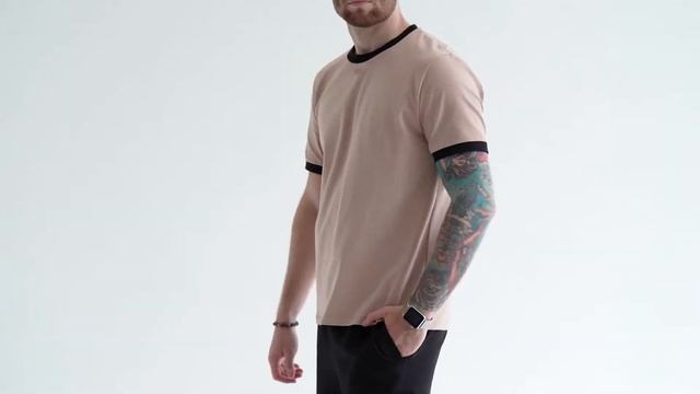 Мужская базовая футболка Teamv Element Бежевая смотреть онлайн