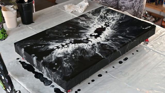 (830) Paint And Water Only! ~ Black & White Dutch Pour ~ Monocrome Acrylic Pour Painting ~ Fluid Ar