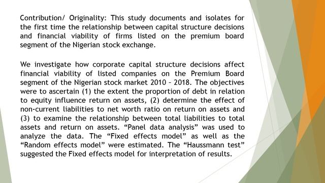 Capital Structure Decisions and Financial Viability of Firms Quoted on the Premium Board Segment of смотреть онлайн