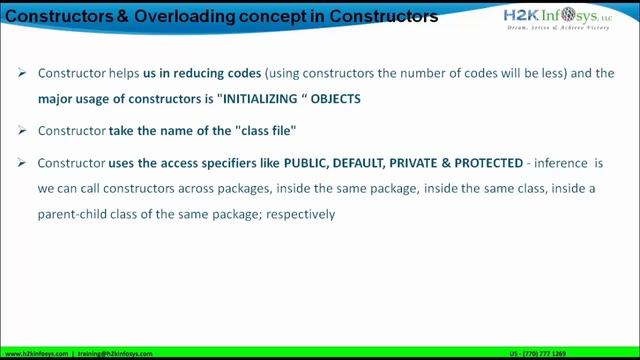 Constructors and Overloading concepts in Java | Java online Training Videos смотреть онлайн