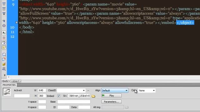 Dreamweaver tutorial: How to embed and autoplay youtube Videos in your html document смотреть онлайн