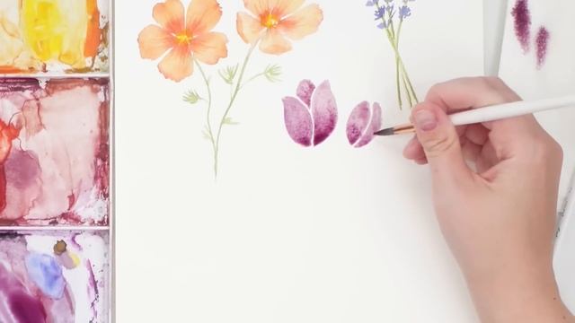 5 EASY Watercolour Flowers - Perfect For Beginners! (it's easier than you think) смотреть онлайн
