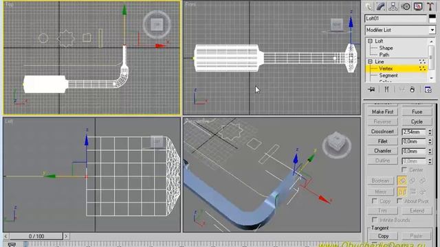 3dsMAX Урок 11-2. Создаём объекты методом лофтинга. смотреть онлайн