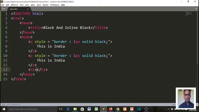 WHAT IS BLOCK LEVEL ELEMENT | WHAT IS INLINE BLOCK ELEMENT-HTML IN HINDI-PART-10 смотреть онлайн