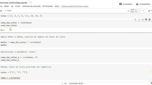 Função embutida em Python: sum() смотреть онлайн