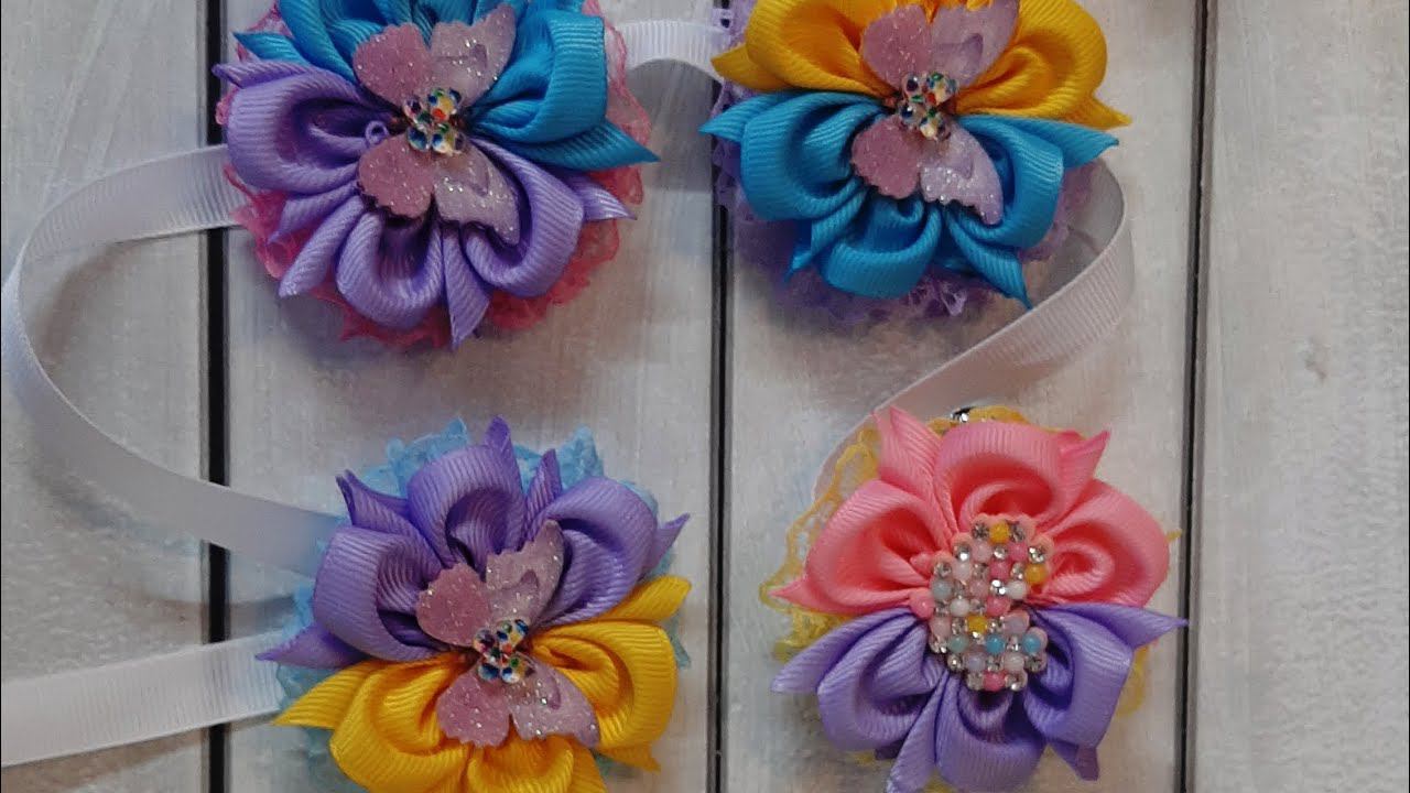 МК. Яркая лента в косу из репсовой ленты шириной 4 см.Часть 1.