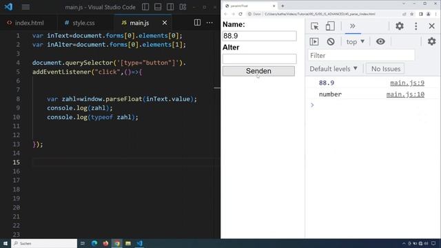 parseInt, parseFloat und NaN, JavaScript Advanced Tutorial deutsch Teil 45 смотреть онлайн