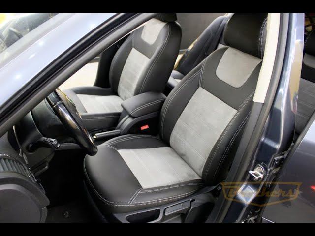 Чехлы на Skoda Octavia A5 (elegance), серии "Premium Plus" - серая строчка, серый центр смотреть онлайн