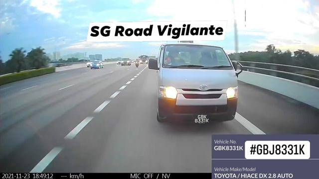 23nov2021 TPE Punggol exit #GBK8331K toyota hiace tailgating , cutting across double white lines смотреть онлайн