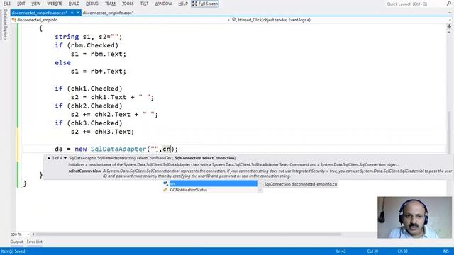disconnected architecture insert and display operations SQL Server 2012 database table in ASP.NET C смотреть онлайн