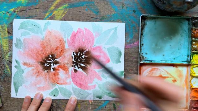How to paint loose and easy watercolor hibiscus flowers for beginners смотреть онлайн
