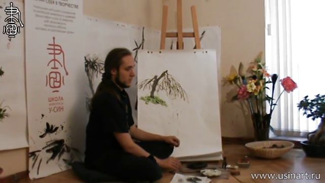 Обучение рисованию деревьев при помощи живописи у-син. Часть 7 _Изображение кроны и корней дерева смотреть онлайн
