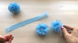 Пушистики Простые бантики из органзы Очень быстрый способ сделать бантики /Organza Flower Tutorial?
