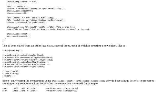 sftp java client keeps sshd process running on remote machine смотреть онлайн