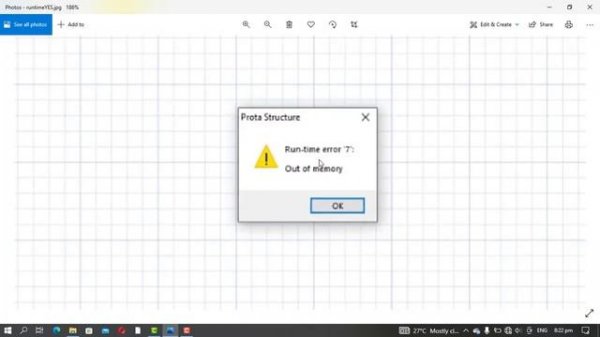 Solution to "Runtime error 7: Out of memory" in ProtaStructure.