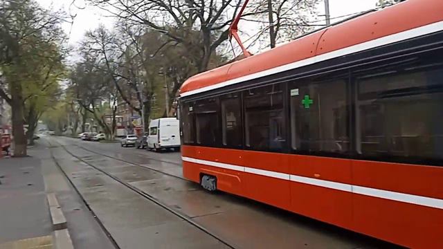Трамвай мод. 71-628М № 23 маршрут 2 г. Таганрог, Улица Александровская (Октябрьская площадь) смотреть онлайн