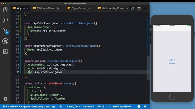 #3 Structuring Your App | React Navigation 2.0 | Combining Navigators | смотреть онлайн