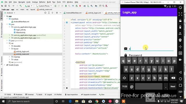 Login page in Android studio in Java with validation смотреть онлайн