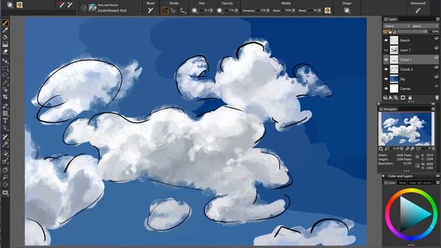 96. "Basic Clouds" Easy Four Step Method Digital Painting Tutorial by David Luebbert смотреть онлайн