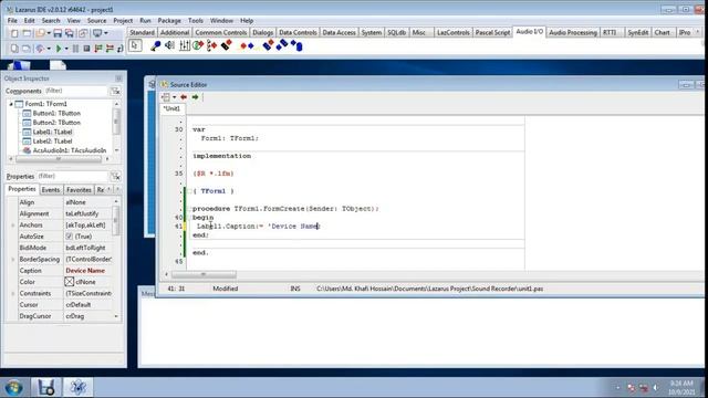 Sound Record From Microphone Using Free Pascal (Lazarus IDE)