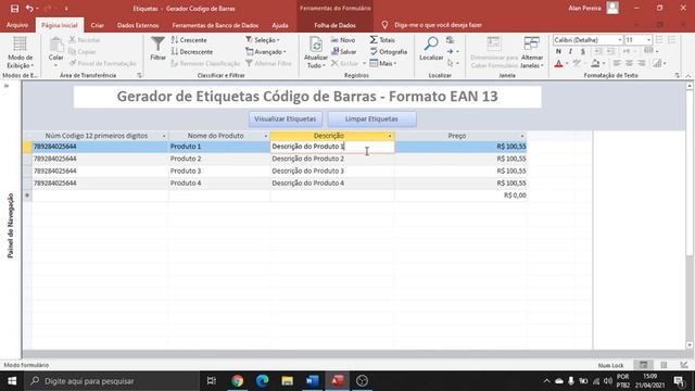 Gerador Código de Barras No Access EAN-13 смотреть онлайн
