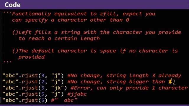 rjust Python смотреть онлайн