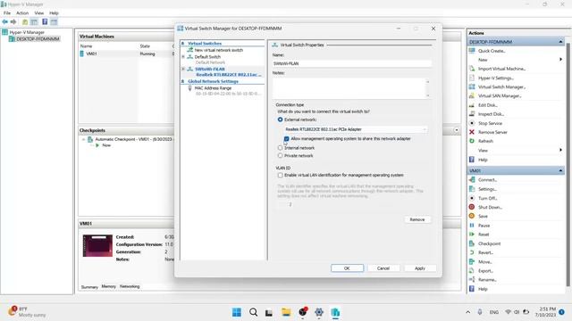 Виртуальные сети, сеть в Hyperv. Virtual network in Hyper-V on Windows 11 pro. смотреть онлайн