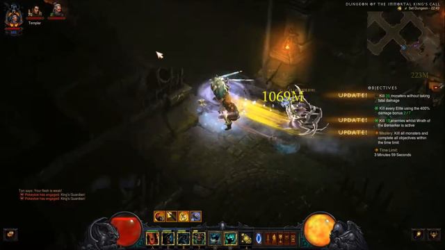 Diablo III: Barbarian Set Dungeon - Immortal King's Call, Solo in 1:07 (Patch 2.4.3) смотреть онлайн